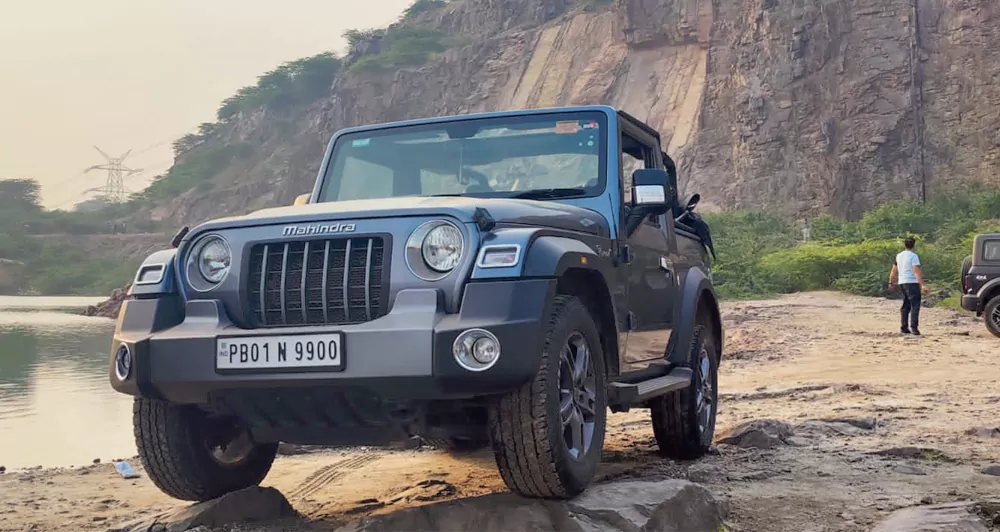 Hire a Galaxy Grey Thar with Dark Load Convertible Top on Rent