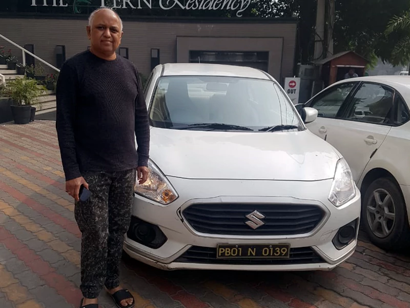 White Swift Dzire for Self Drive in Chandigarh